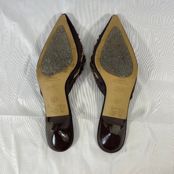 Starlet Brown sequined Kitten Heel Mules 7 1/2 W - Picture 5 of 9